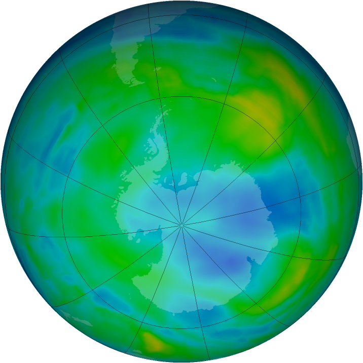 Antarctic ozone map for 25 May 2009